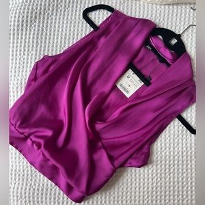 NWT ZARA Fuchsia Satin Tank